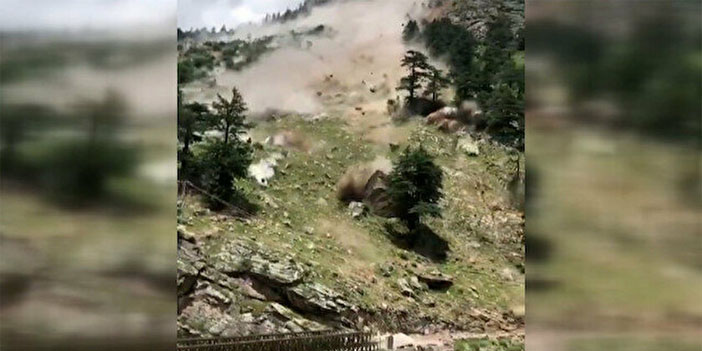 Dağdan kopan kayalar ölüm saçtı