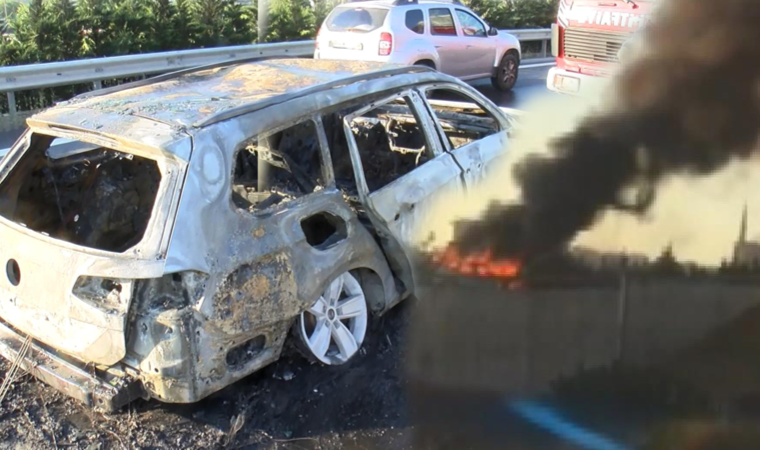 Seyir halindeki otomobil alev alev yandı