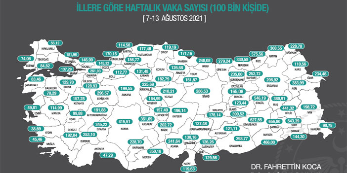 Sağlık Bakanı Koca illere göre vaka sayılarını açıkladı