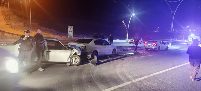 Domuzlara çarpmamak isteyen 4 araç birbirine girdi