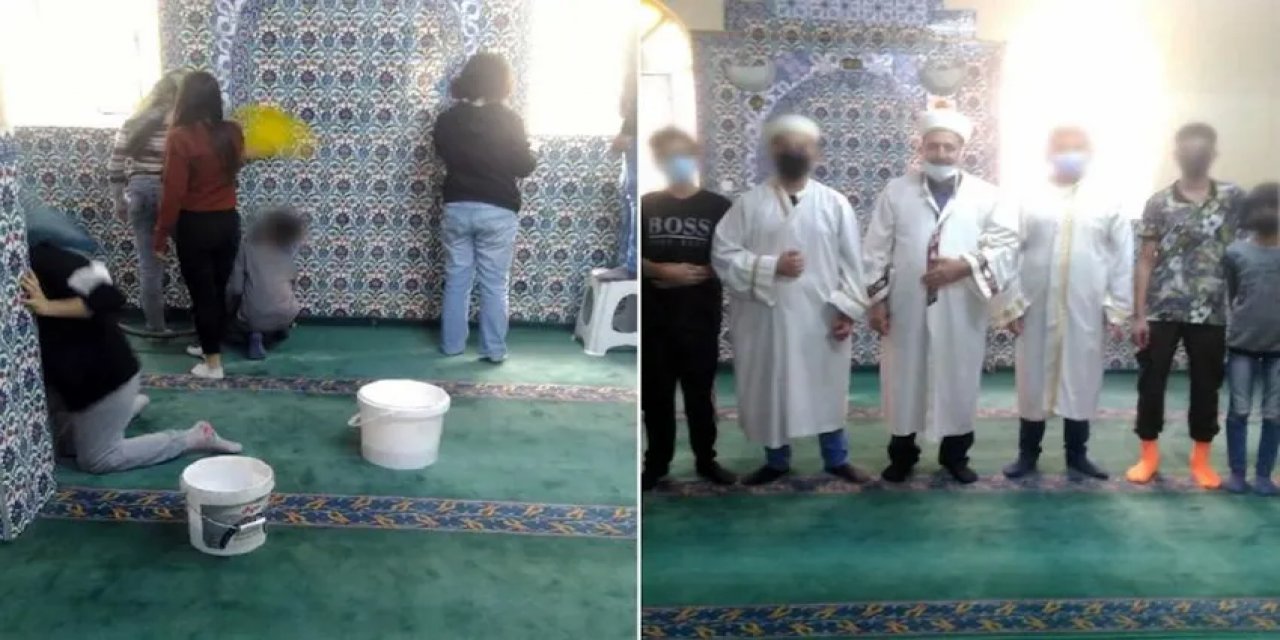 Öğrencilere 'sosyal etkinlik' adı altında cami temizlettiler