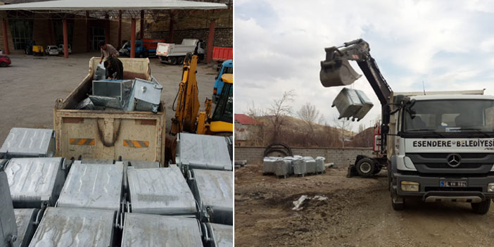 Hakkari Belediyesinden Esendere'ye çöp konteyneri