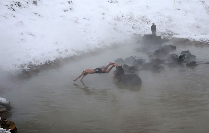 Mandalar kaplıcaya, fotoğrafçılar çekim için sıraya girdi