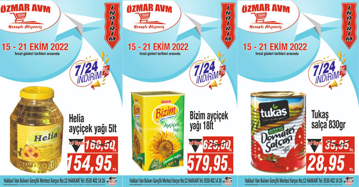 Hakkari Özmar AVM'de Ekim indirim!