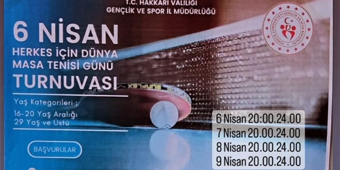 Hakkari masa tenisi turnuvasına hazırlanıyor