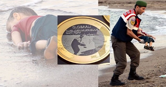 Finlandiya 5 euroya Aylan'ın fotoğrafını bastı