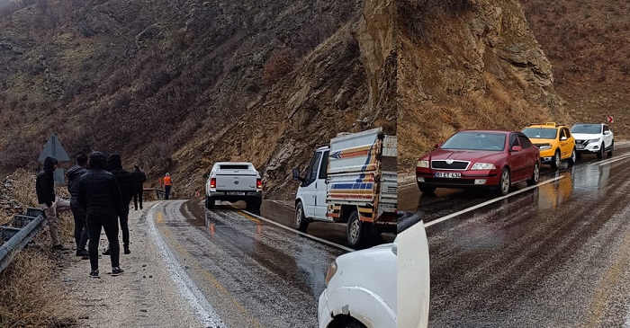 Yüksekova-Şemdinli karayoluna düşen taşlar tehlike oluşturuyor