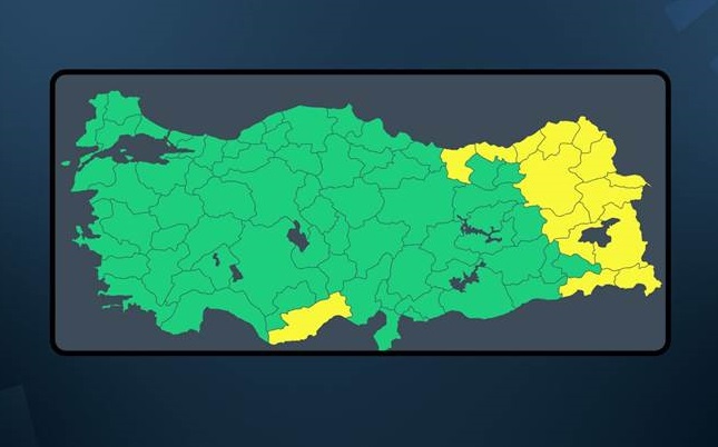 Hakkari ve 13 il sarı kodla uyarıldı