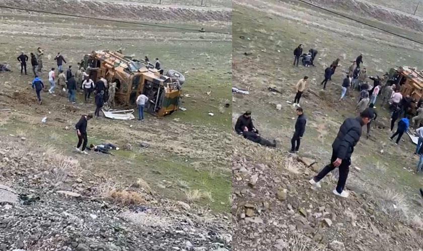 Hakkari-Van karayolunda askeri araç devrildi