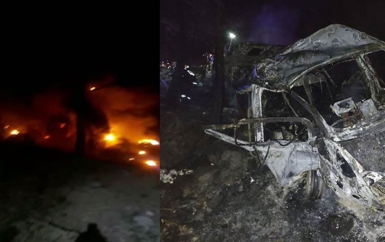 Uçuruma devrilen minibüs yandı: 4 ölü, 17 yaralı