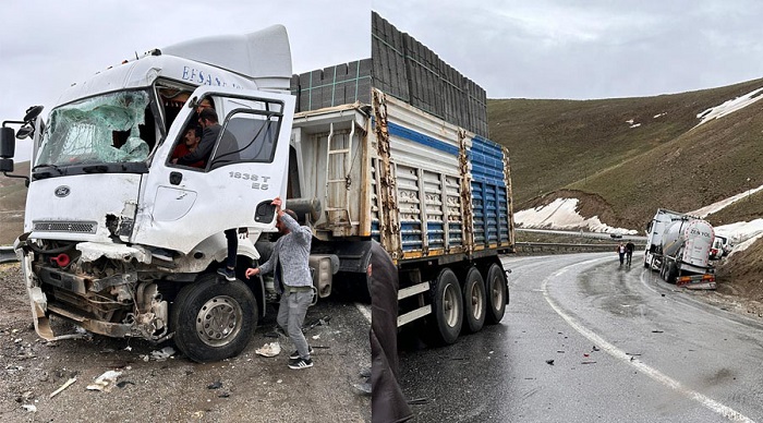 Hakkari-Van karayolunda 2 TIR kafa kafaya çarpıştı