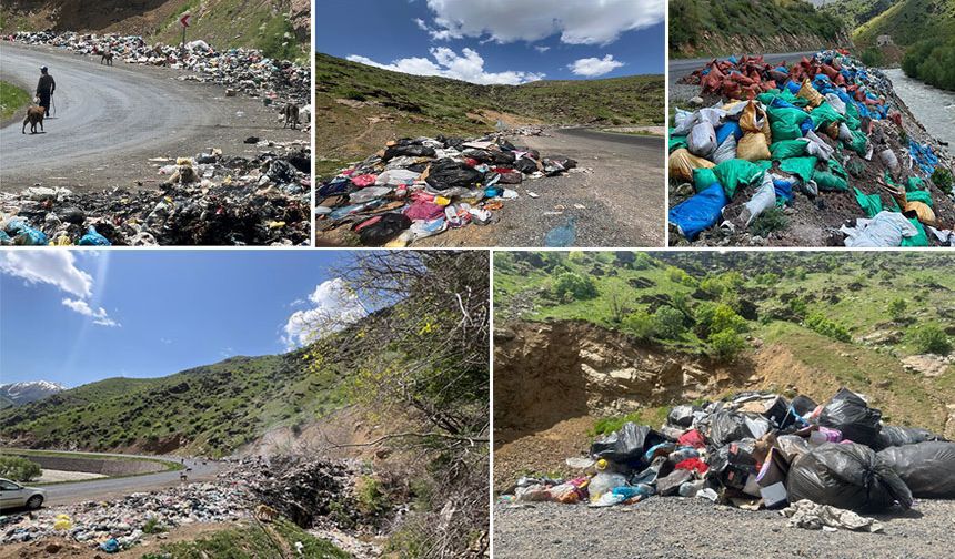 Şemdinli’de belediyenin kontrolsüzce boşalttığı çöpler büyük bir çevre kirliliği yaratıyor