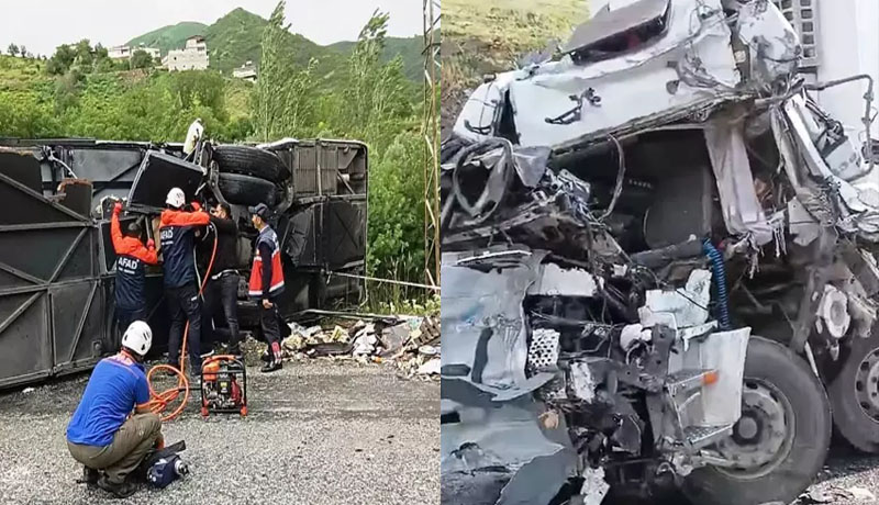 Yolcu otobüsü ile kamyon çarpıştı: 2 ölü, 4’ü ağır 30 yaralı