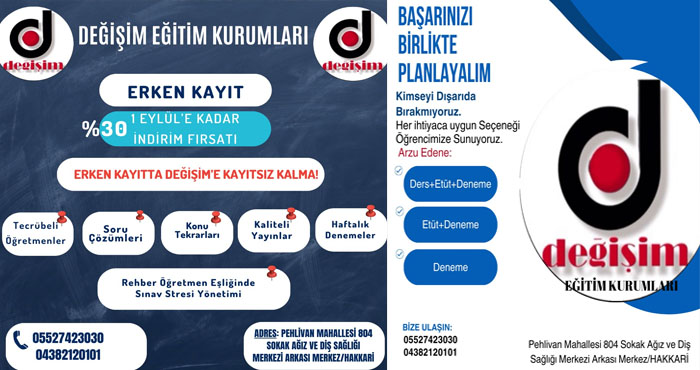 Değişim Eğitim Kurumlarından Hakkari Eğitimine Büyük Destek