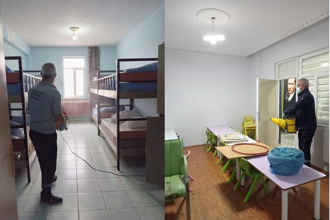 Durankaya’da kreş ve ponksiyonlar ilaçlandı