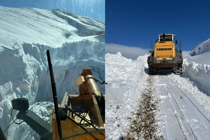 Hakkari'de üs bölgesi yolunda metrelerce karla mücadele sürüyor