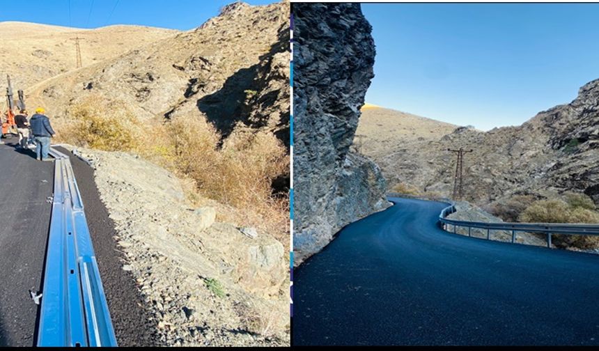 Hakkari'de köy yollarına çelik bariyer çalışması