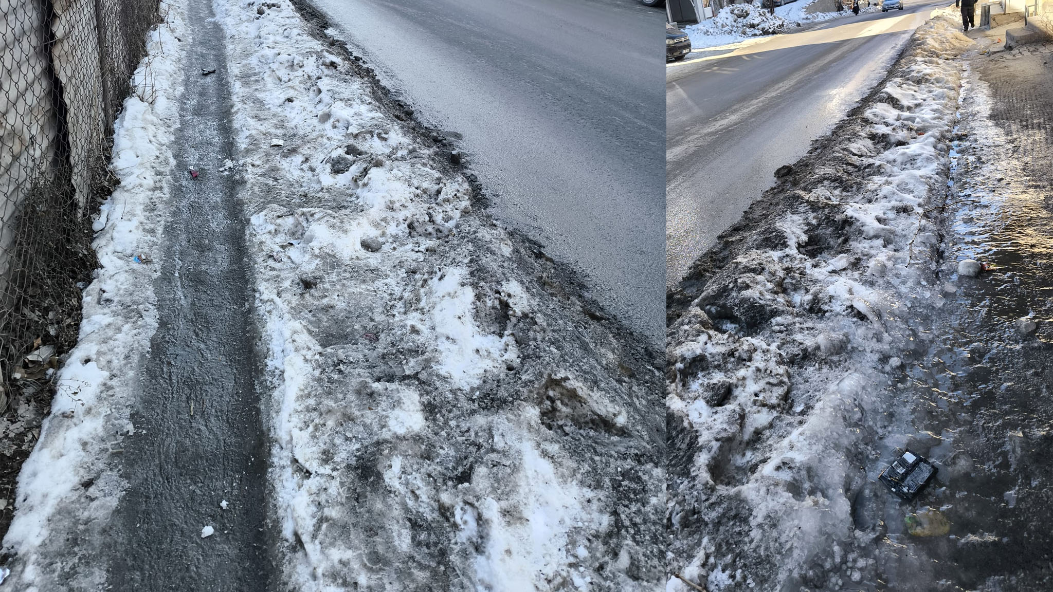 Hakkari'de Buz tutan kaldırımlar Yürümeyi zorlaştırıyor!