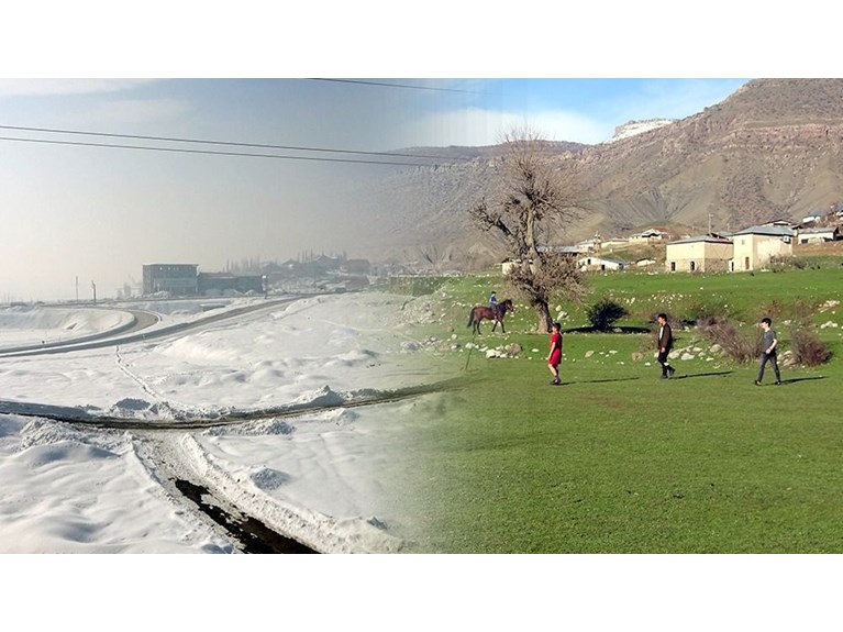 Hakkari’de iki mevsim bir arasa yaşanıyor