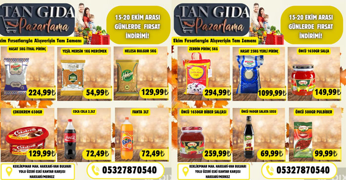 Tan Gıda’dan Ekim Ayına Özel İndirim Kampanyası