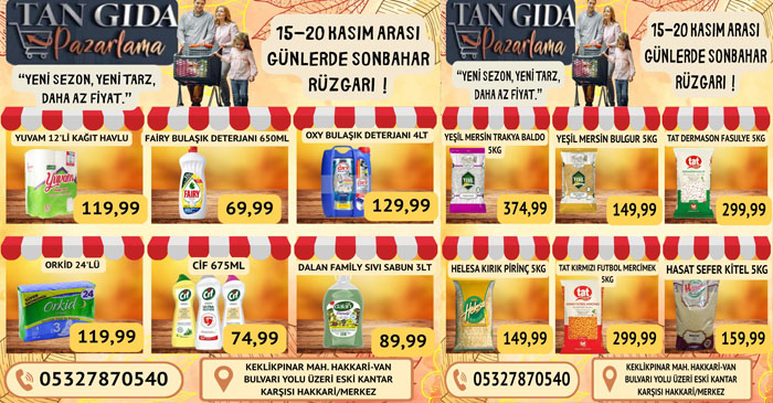 Tan Gıda’dan Kasım Ayına Özel İndirim Kampanyası