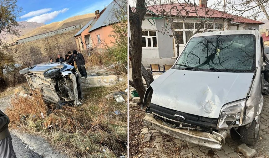 Yüksekova'da Kontrolden Çıkan Araç Devrildi