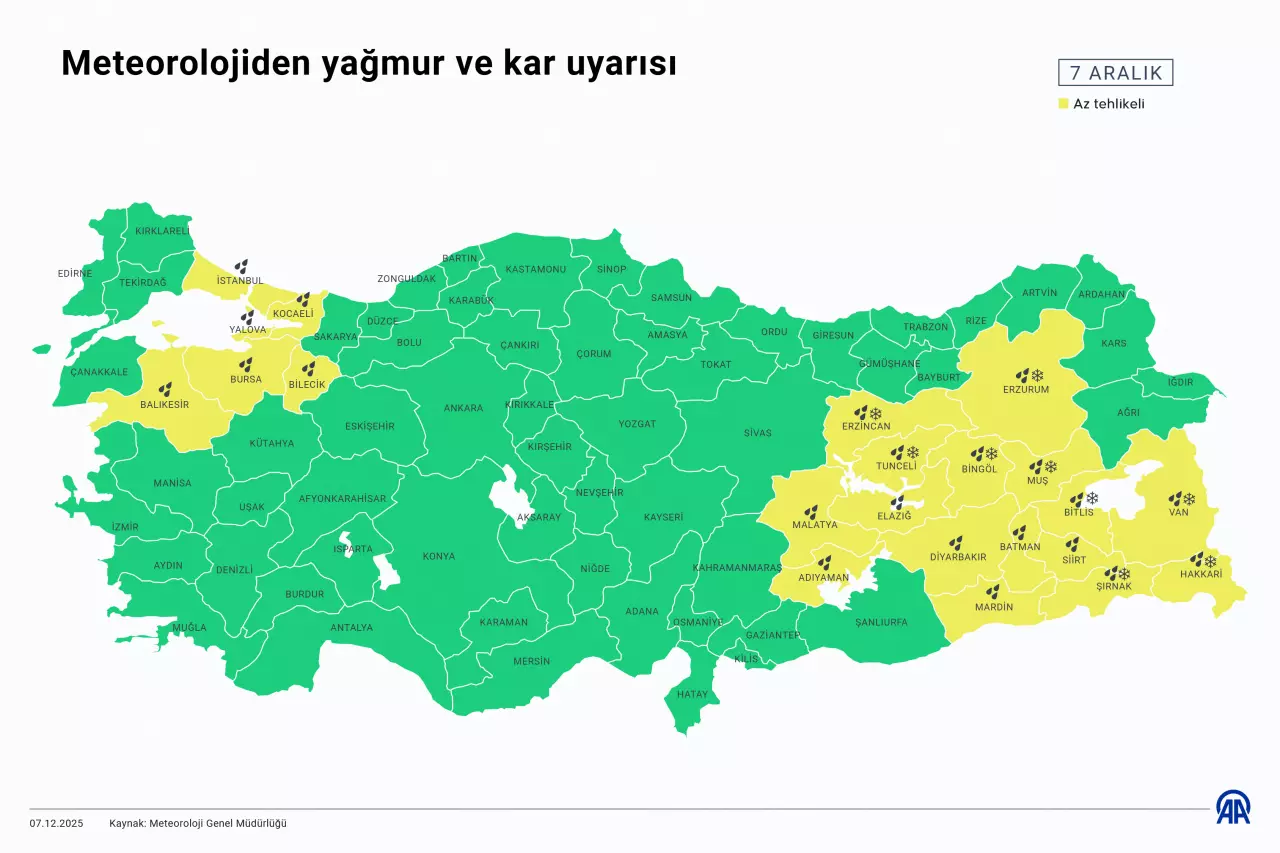 Hakkari dahil 24 il için ‘sarı’ uyarı