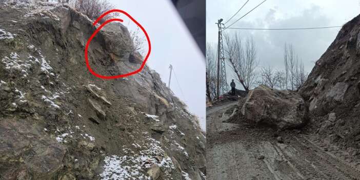 Hakkari’de Mahallede Kaya Tehlikesi!