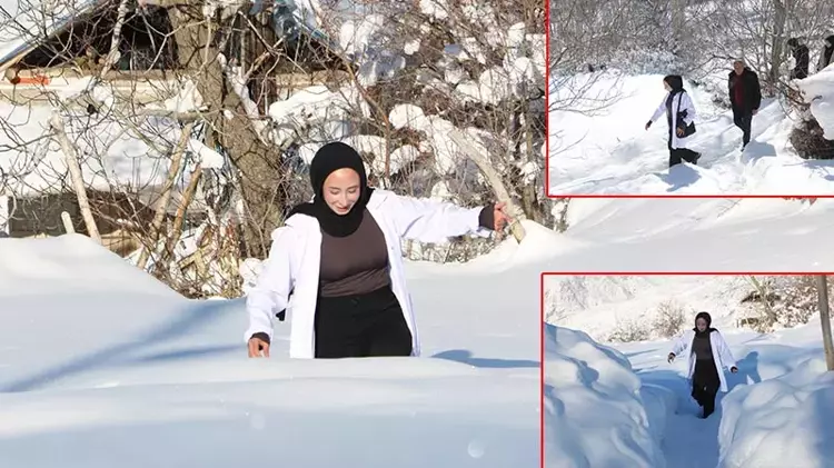 Hakkari'de Karlı yollarda sağlık hizmeti: Genç ebe görev başında