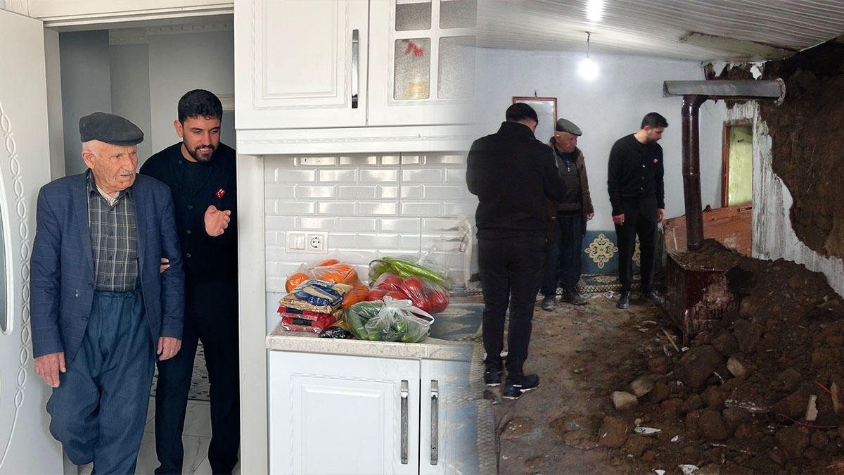 Hakkari'de yağışta evi yıkılan aileye destek