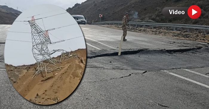 Hakkari’de Heyelan: Yol Yarıldı, Yüksek Gerilim Hattı Riskte
