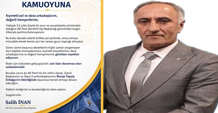İstifa Eden AK Parti Şemdinli İlçe Başkanından Açıklama