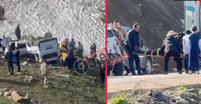 Hakkari'de Pancara gidenler kaza yaptı: 1 ölü 8 Yaralı