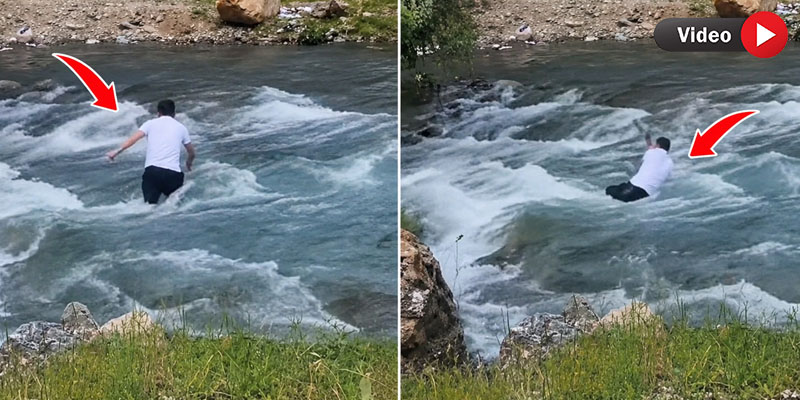 Hakkari'de Bir genç suya böyle kapıldı!