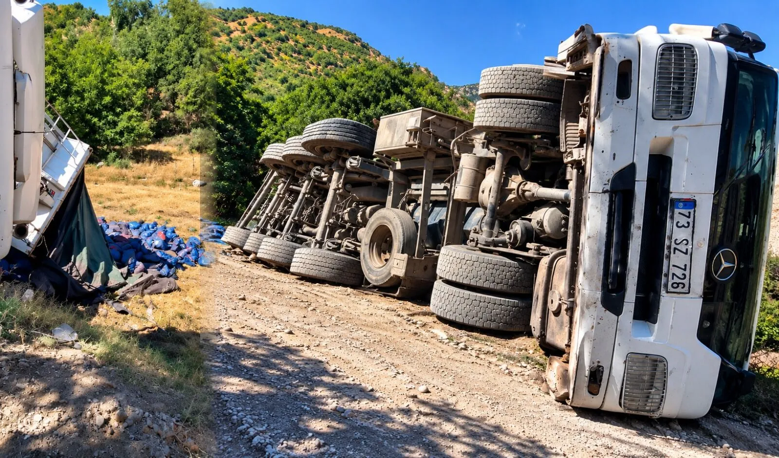 Şemdinli’de kışlık kömür taşıyan TIR kaza yaptı
