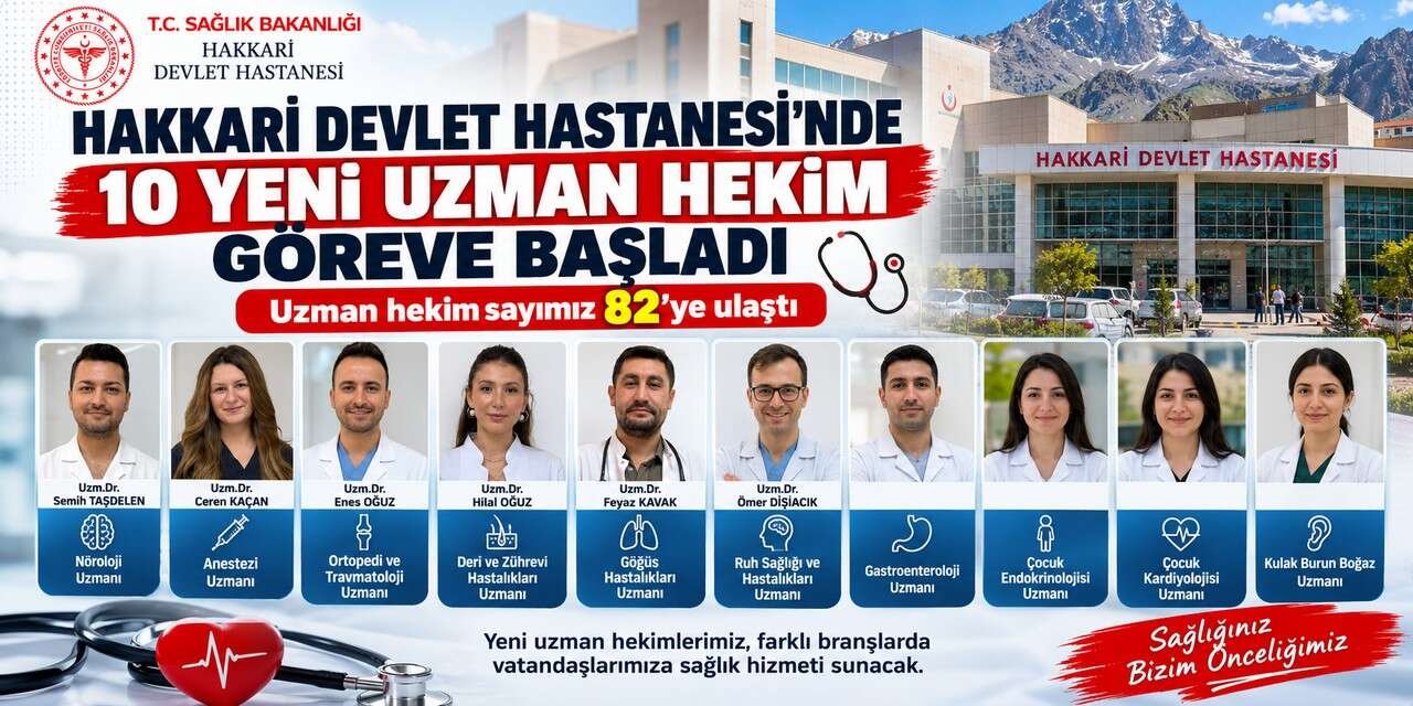 Hakkari Devlet Hastanesi’nde Uzman Hekim Sayısı 82’ye Yükseldi