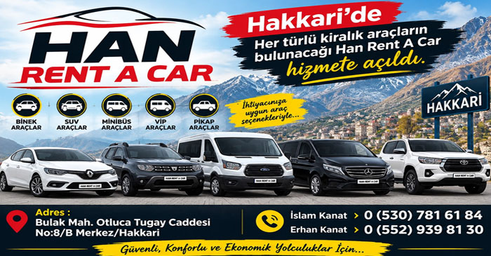 Hakkari’de kiralık araç arayanlar için yeni adres
