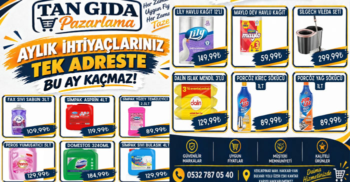 Hakkari’de indirim fırsatı: Tan Gıda’da kampanya başladı