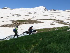 Hakkari Berçelan Yaylası'nda haziranda snowboard
